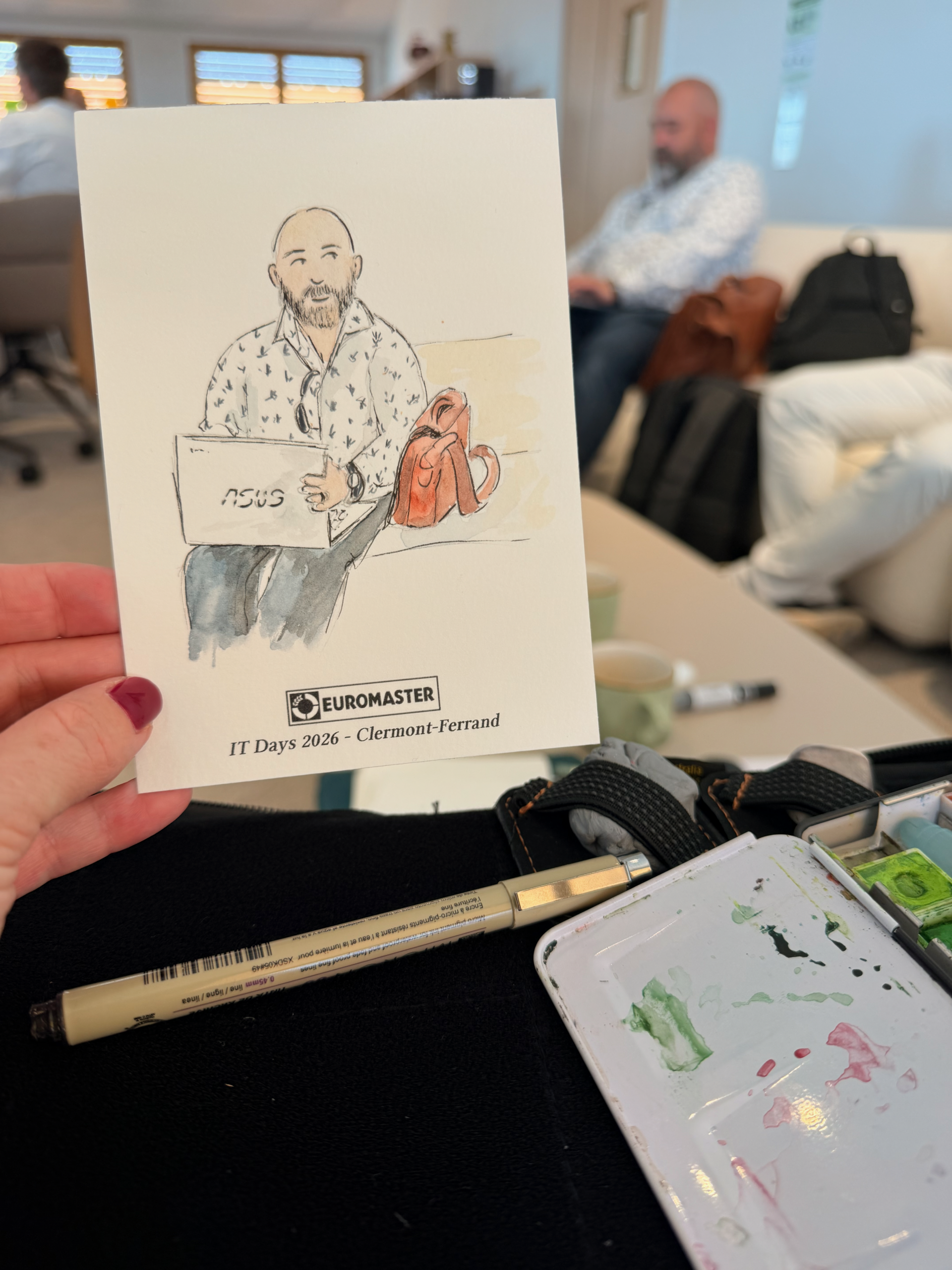 Portrait illustré personnalisé aux couleurs d’Euromaster pendant les IT Days