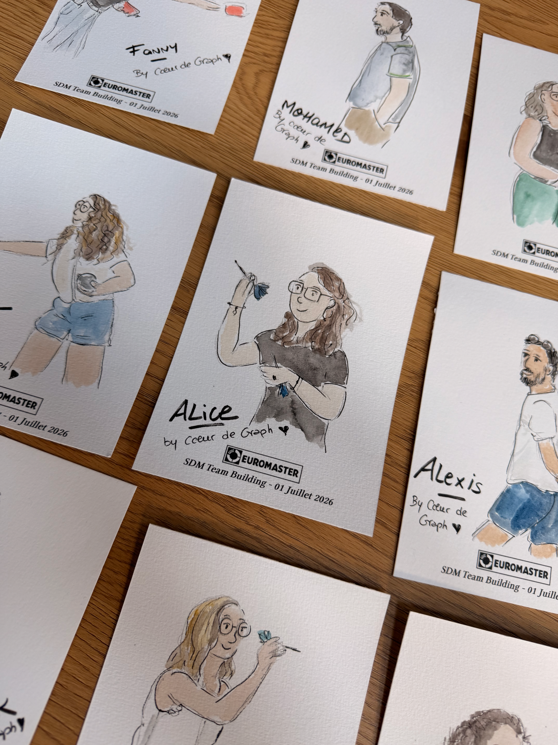 Série de portraits illustrés réalisée pour les participants Euromaster